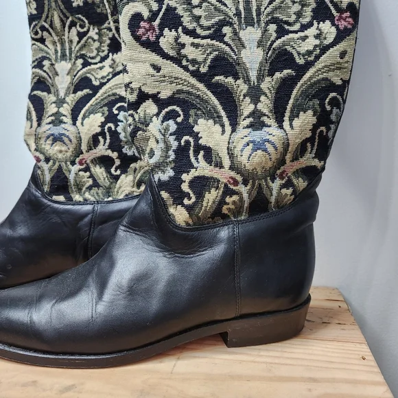 Seychelles Vintage "Pinta" Tapestry Mid Calf Pull On Riding Boot Size 8.5 - Picture 4 of 13